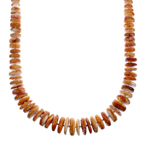 Orange Oyster Shell Sterling Silver Navajo Bead Necklace X10107